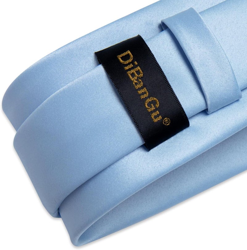 DiBanGu Mens Solid Color Tie and Pocket Square Set Woven Silk Plain Necktie & Handkerchief for Men Wedding Party Formal - Image 4